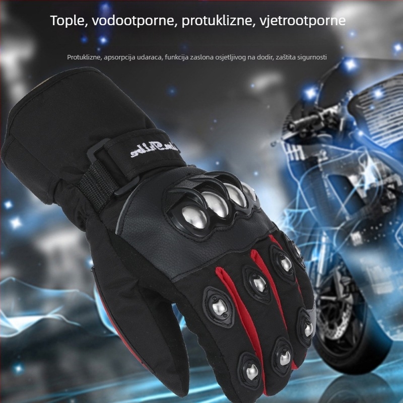 REALM TRIBE Unisex rukavice od polar fleece-a za motociklizam, vožnju biciklom i skijanje – tople, otporne na vjetar, vodootporne, debele, s zaslonom osjetljivim na dodir