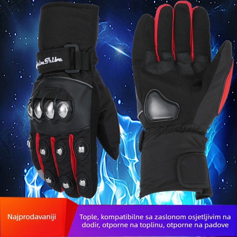 REALM TRIBE Unisex rukavice od polar fleece-a za motociklizam, vožnju biciklom i skijanje – tople, otporne na vjetar, vodootporne, debele, s zaslonom osjetljivim na dodir