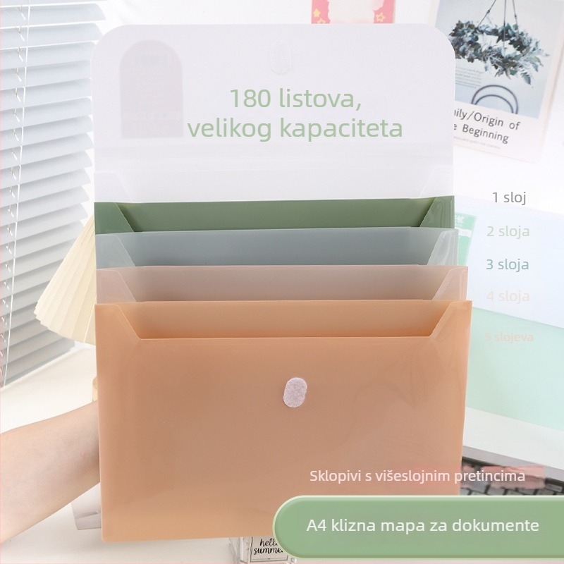 A4 harmonika mapa s više odjeljaka, prozirne umetke, velik kapacitet za organiziranje studentskih radova