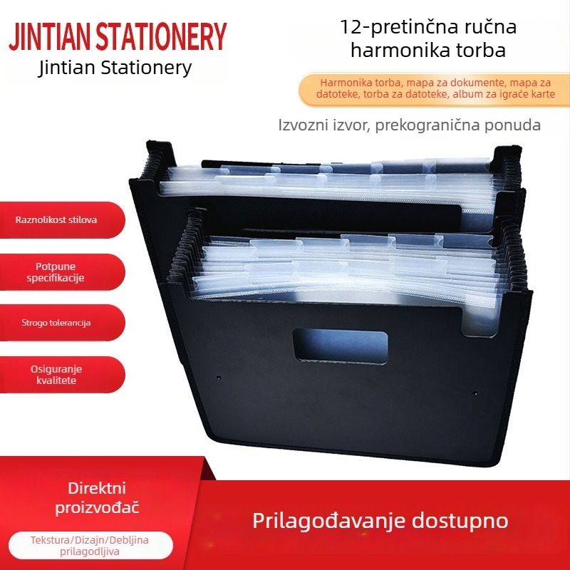 A4 harmonika organizator za dokumente od PP materijala, proširiva mapa s 12 pretincama