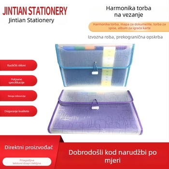 Prozirna A4 plastična akordeon mapa sa šnurnim zatvaračem, za uredske, financijske i intervjue dokumente, prilagodljivo vlastitim dizajnom