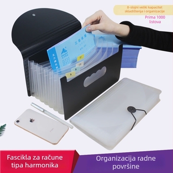 Plastični vertikalni organizator dokumenata s višestrukim pretincima, akordeonskog stila, veličina B6, za karte, putne dokumente i otpremne bilješke