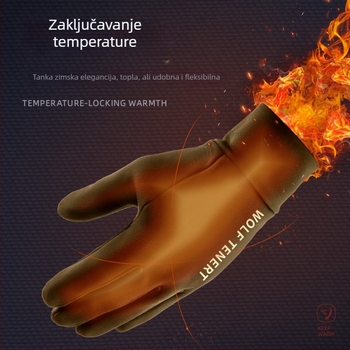 Zimske rukavice za električni bicikl, vožnju i skijanje – debele, tople, silikonske protivklizne, sa tiskom, kompatibilne s ekranom osjetljivim na dodir