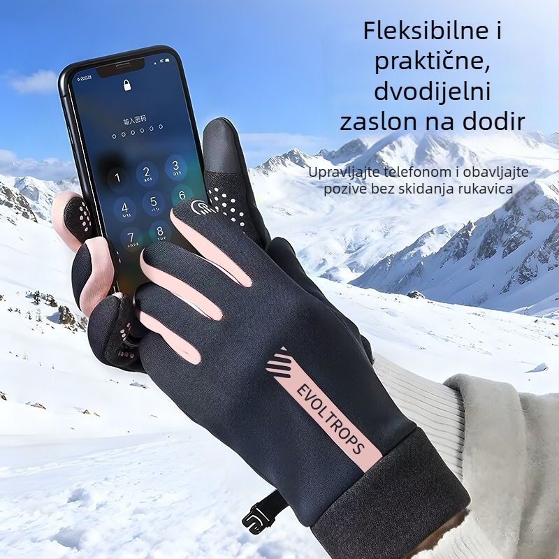 Zimske rukavice za vožnju biciklom, s flis podstavom, vodootporne s silikonom, protivklizne i otporne na habanje, unisex, za aktivnosti na otvorenom