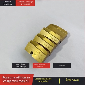 Češaljasti nož od visokou otpornog čelika za ravne navoje i valjanje navoja s konusnim navojem i titanovim premazom