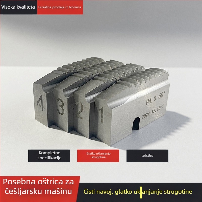 Češaljasti nož od visokou otpornog čelika za ravne navoje i valjanje navoja s konusnim navojem i titanovim premazom