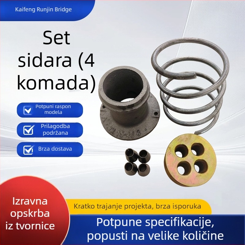 Četverodjelni skup prednapetnih sidara za napinjanje mostova – završna višerupna sidra, klipse i podloške