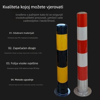 Upozoravajući stubovi za cestovni promet — čelične cijevi, PVC cijevi i galvanizirane cijevi, odvojci za parkirališta, trotoarni reflektirajući stupovi