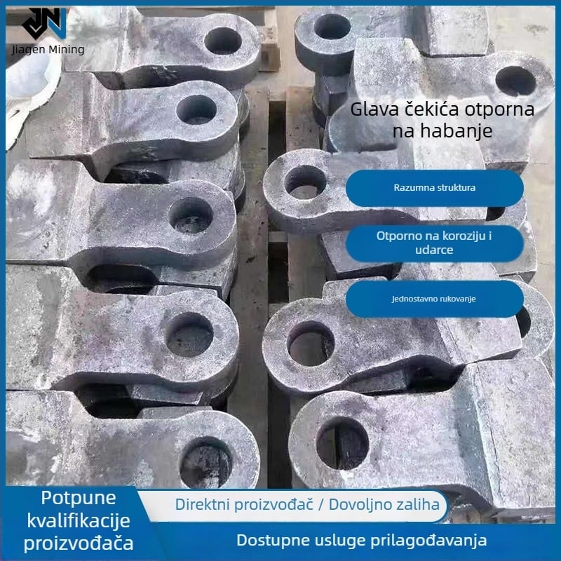 Glava čekića za drobilicu od otpornog legiranog čelika (mangan čelik)