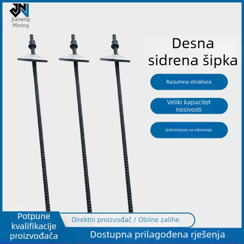 Kotvene šipke s desnim navojem, čelični potporninski vijci s premazom smole za tunele u rudnicima ugljena
