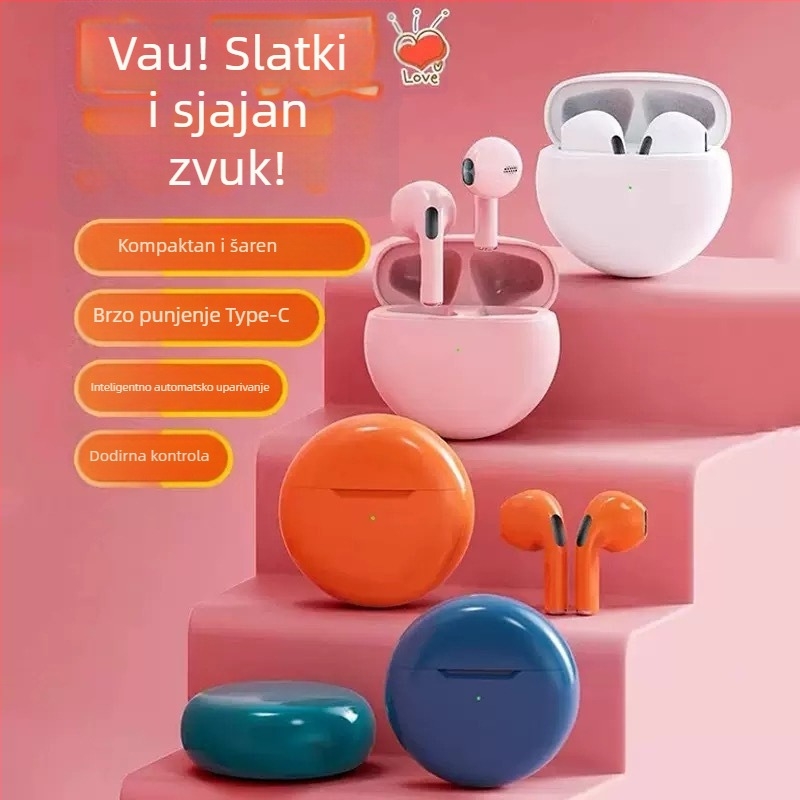 Pro4 druga generacija bežične slušalice s jakim bassom E6S, in-ear za e-sportove i gaming, stereo Bluetooth