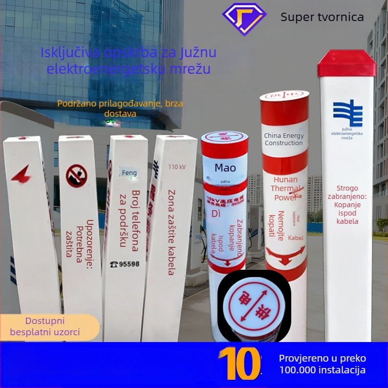 Fiberglasni označivački stup za kabelske i cestovne znakove