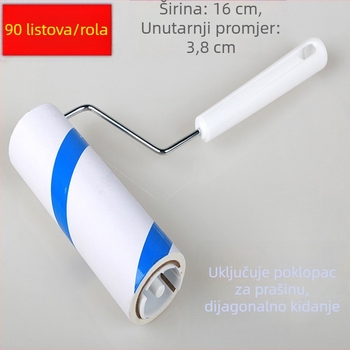 Ljepljivi valjak s zamjenjivim jezgrom ljepilnog papira, 90 listova, veliki rolni papir, odvojiva teleskopska drška, promjer role 16–24 cm