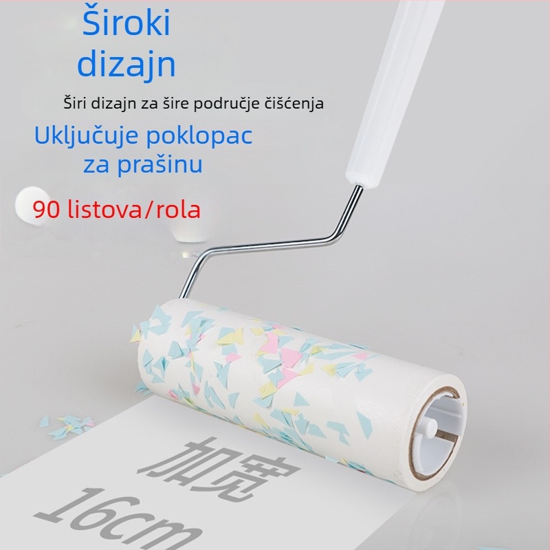 Ljepljivi valjak s zamjenjivim jezgrom ljepilnog papira, 90 listova, veliki rolni papir, odvojiva teleskopska drška, promjer role 16–24 cm
