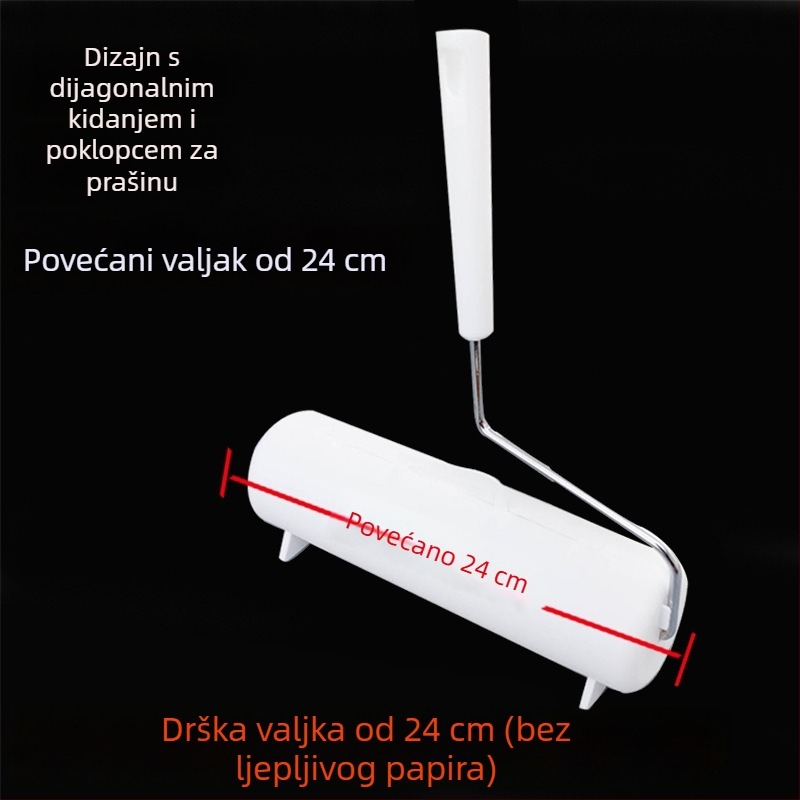 Ljepljivi valjak s zamjenjivim jezgrom ljepilnog papira, 90 listova, veliki rolni papir, odvojiva teleskopska drška, promjer role 16–24 cm