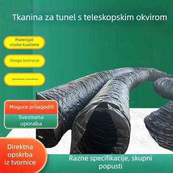 Tunelski kanal za ventilaciju s negativnim tlakom, teleskopskim okvirom, platnenim pojasom, spiralnom čeličnom žicom i fleksibilnim PVC kanalom