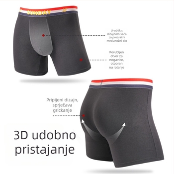 Muške boxerice od modalnog materijala, srednji pojas, elastične i prozračne, europsko-američki stil s logom