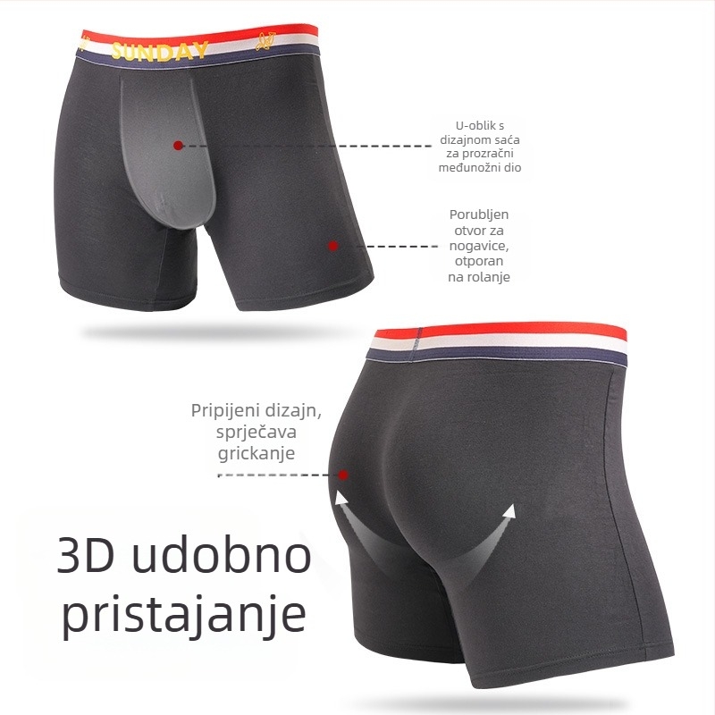 Muške boxerice od modalnog materijala, srednji pojas, elastične i prozračne, europsko-američki stil s logom