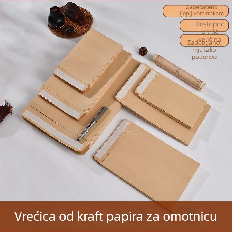 Prazan omotnik od kraft papira u kineskom stilu sa samoljepljivim zatvaranjem, A4 omotnica za dokumente i potvrde, veličine 3/5/6/7/9, prilagodljiva