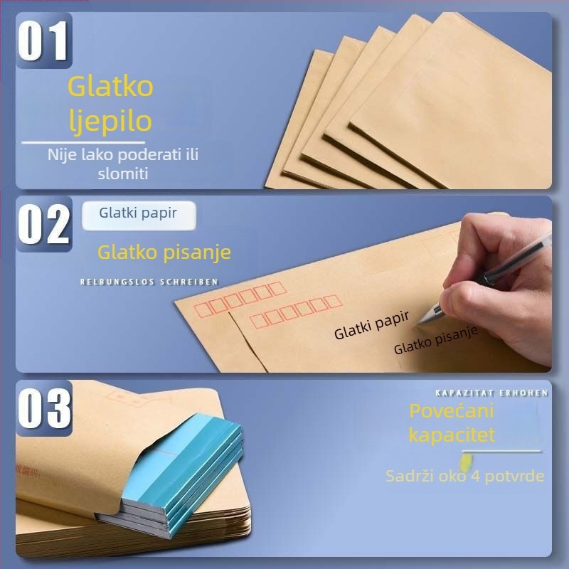 Kraft papirnate kovertice kineskog stila, veličine B6 i No.6/No.7/No.9, za plaće i PDV račune