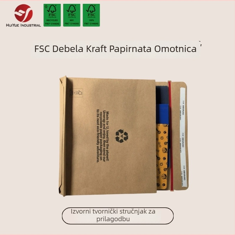 FSC debeli kraft papir torba s prozorom za dokumente i fascikle