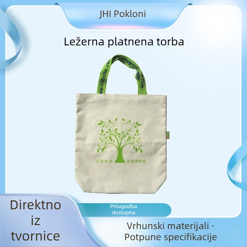 Prilagođena platnena tote torba s otiskom logotipa, velik kapacitet, svestrana, jednostavna, ležerna, ekološka.