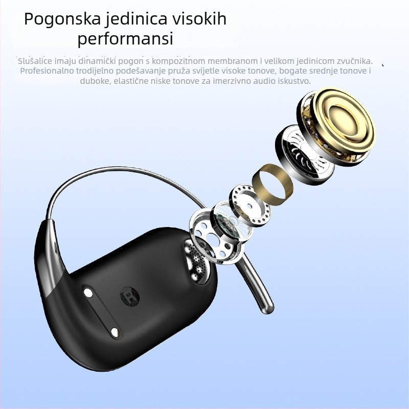 Bluetooth slušalice s AI prijevodom i prijevodom uživo, bežične sportske slušalice s kopčom za uho, dugo trajanje baterije
