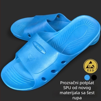 Antistatične papuče s debelim potplatom, ESD bez prašine, prozračne mekane potplate, za muškarce i žene u elektroničkoj tvornici, plavo-bijele, protuklizne.