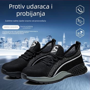 Muške sigurnosne cipele s čeličnom zaštitom, prozračna Fly-Knit mrežasta gornja, gumeni potplat, protuklizne, antistatične, lagane