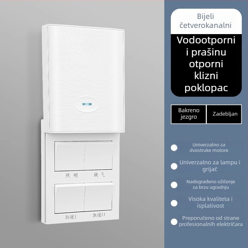 86 tip univerzalni prekidač za kupaonu s kliznim poklopom, vodootporan, panel s četiri prekidača za kupaonu