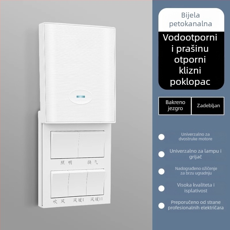 86 tip univerzalni prekidač za kupaonu s kliznim poklopom, vodootporan, panel s četiri prekidača za kupaonu