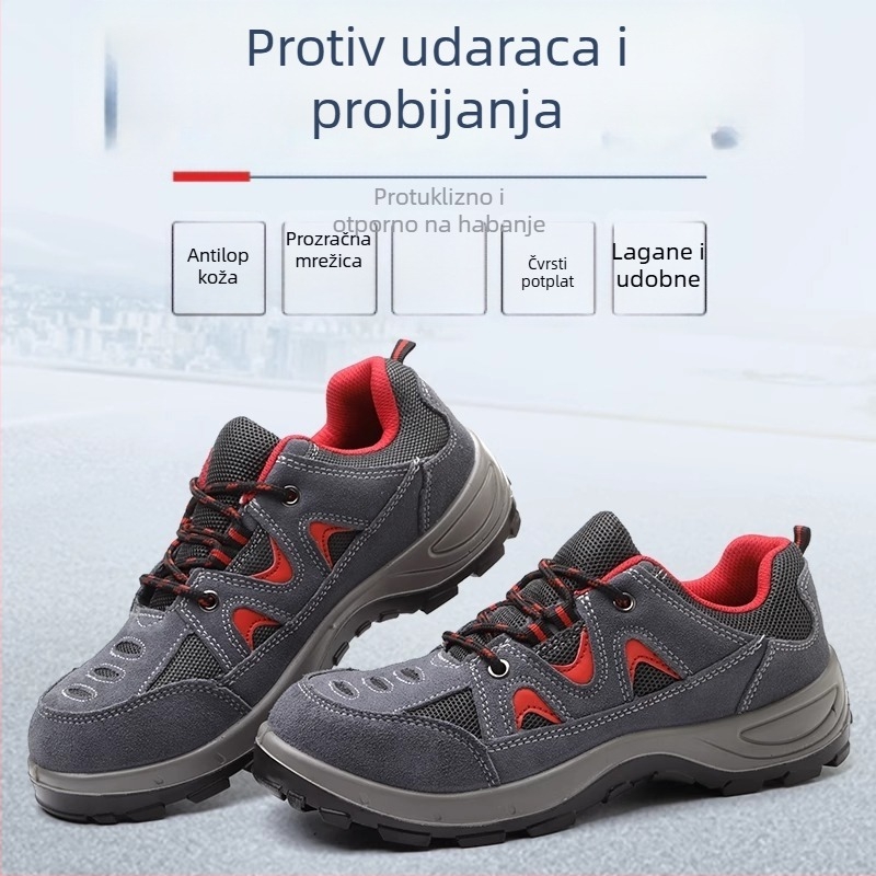 Unisex cipele za zaštitu na radu s čeličnim vrhom, zaštita od udara i probijanja, prozračne, lagane i otporne za gradilište