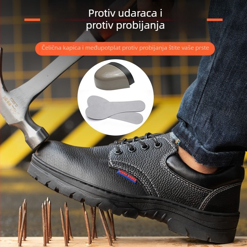 Ljetne zaštitne cipele s čeličnom špicom i mikrovlaknom kožom, otporne na udarce i perforacije, antistatične sigurnosne cipele