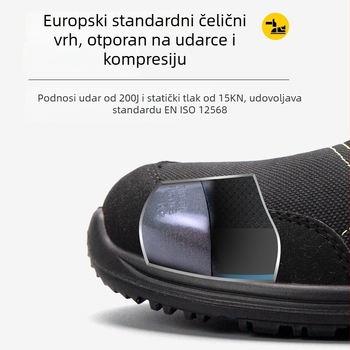 ANTENG Muške cipele za zaštitu za ljeto, prozračne, čelični vrh nožnog prsta, zaštita od udara i probijanja, antistatike, lagane, radne cipele s kontrolom mirisa