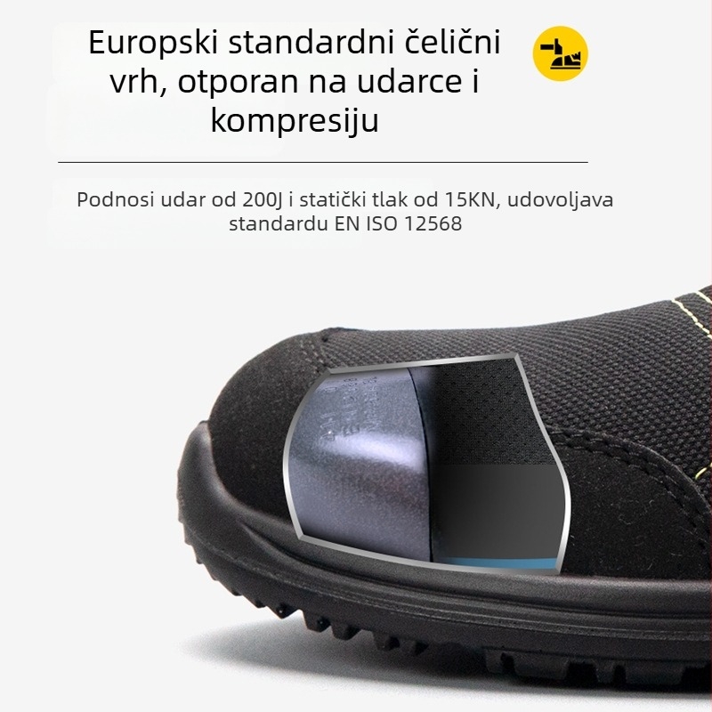 ANTENG Muške cipele za zaštitu za ljeto, prozračne, čelični vrh nožnog prsta, zaštita od udara i probijanja, antistatike, lagane, radne cipele s kontrolom mirisa