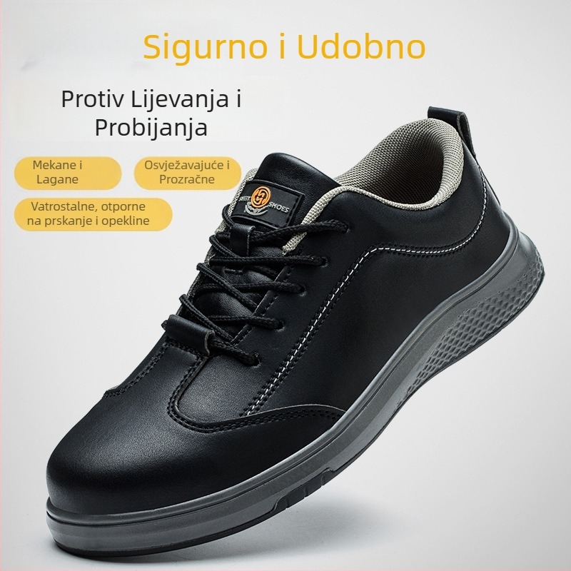 Antistatične sigurnosne obuće za posao za muškarce i žene, sve sezone, zaštita od udara i probijanja, čvrst potplat, niski gležanj, mikrovlaknena koža, plastični prst, crne