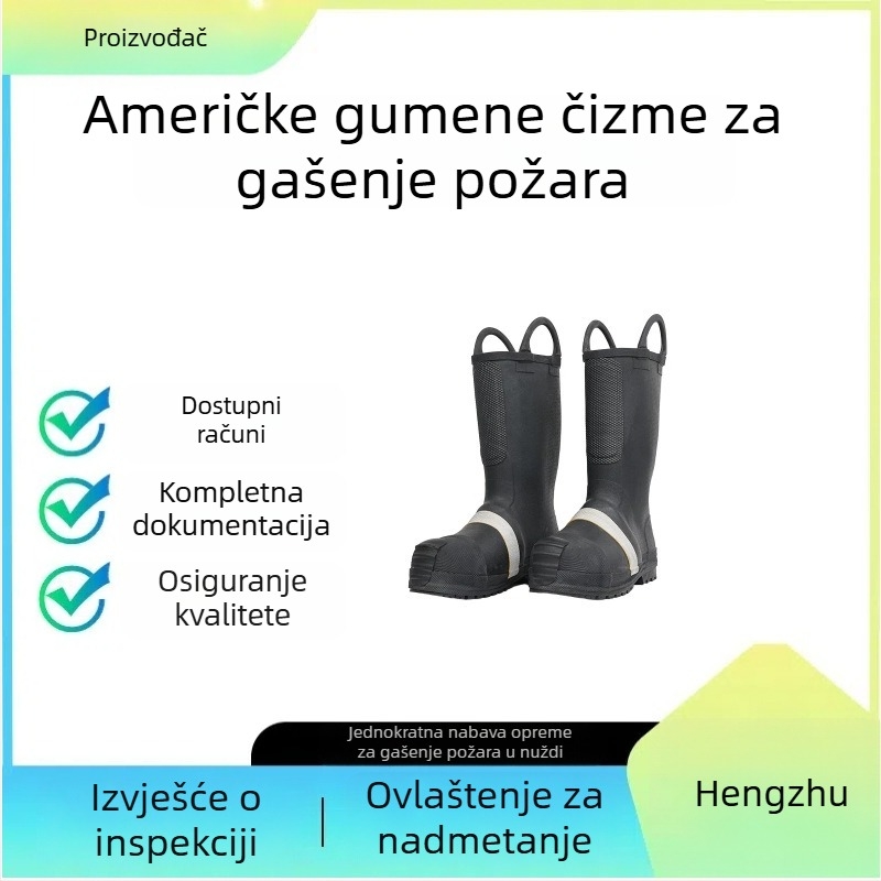 Vatrogasne gumene čizme, otporne na vatru, sa čeličnim vrhom i čeličnom potplatom, zaštitne cipele CE certifikat EN15090