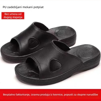 Antistatične papuče s PU debelim mekanim đonom, za čistu radionicu bez prašine, ESD, protuklizne, crne, unisex