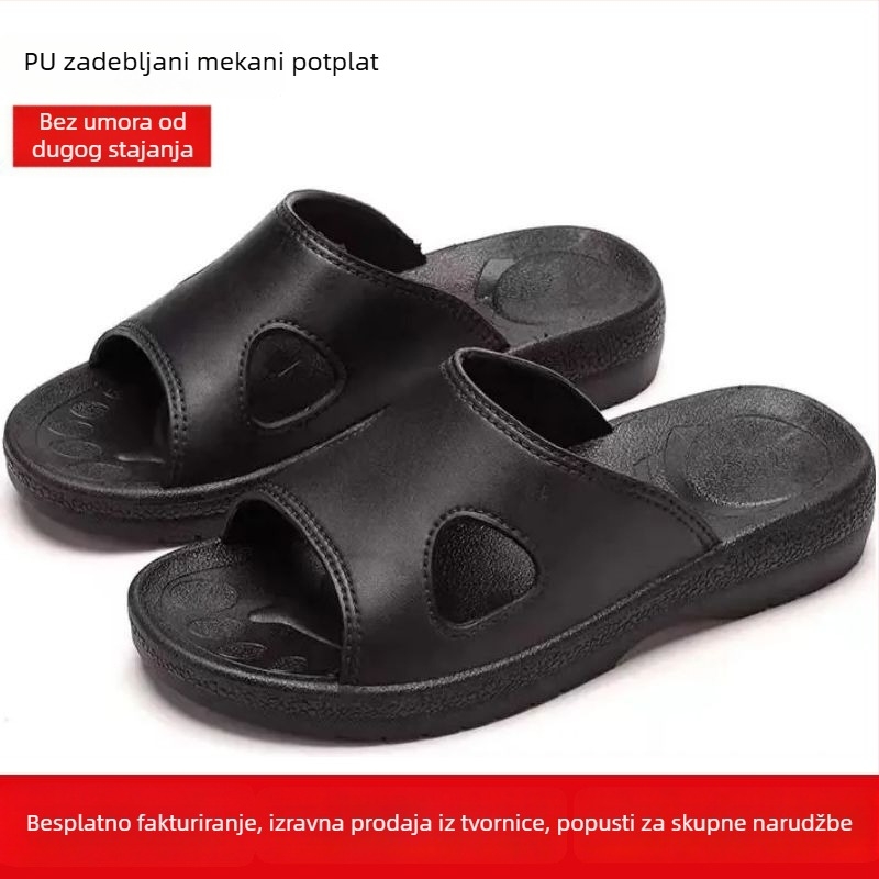Antistatične papuče s PU debelim mekanim đonom, za čistu radionicu bez prašine, ESD, protuklizne, crne, unisex