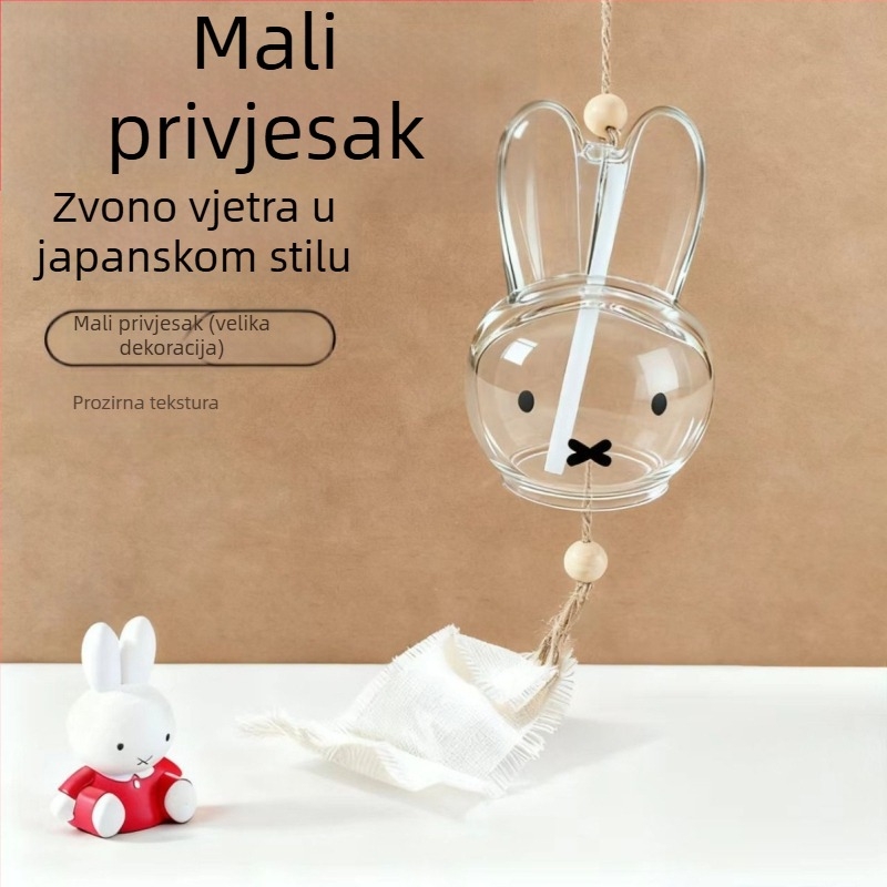 Japanski stil sladak Miffy zeko, proziran, ljetni osvježavajući karikaturirani zvončić za visanje – dekoracija, poklon za najboljoj prijateljici