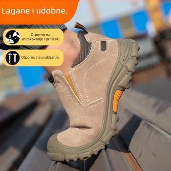 Radne cipele s čeličnom prstom, otporne na udarce i probijanje, za zavarivanje, jesenski slip-on, protuklizne i otporne na habanje