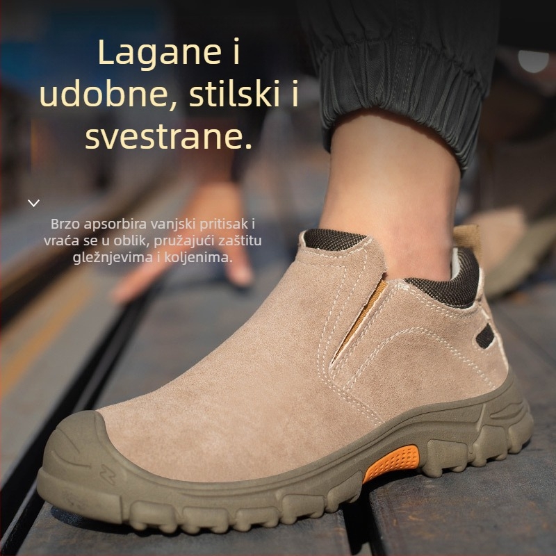 Radne cipele s čeličnom prstom, otporne na udarce i probijanje, za zavarivanje, jesenski slip-on, protuklizne i otporne na habanje
