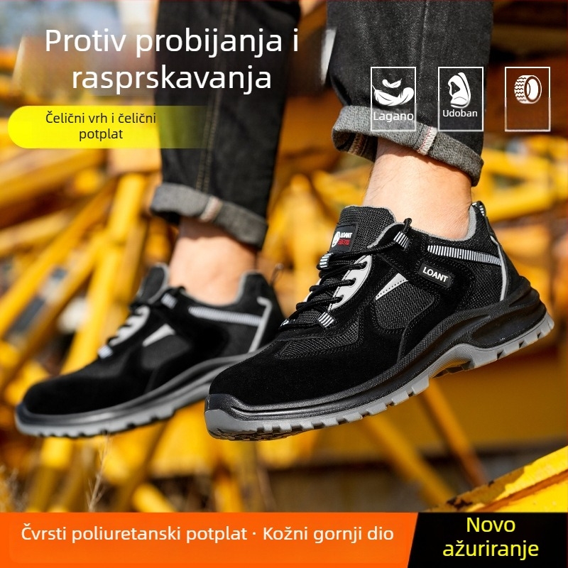 Muške sigurnosne cipele s čeličnom prstu, zaštita od udara i probijanja, antistatične, gumeni potplat, niski kroj
