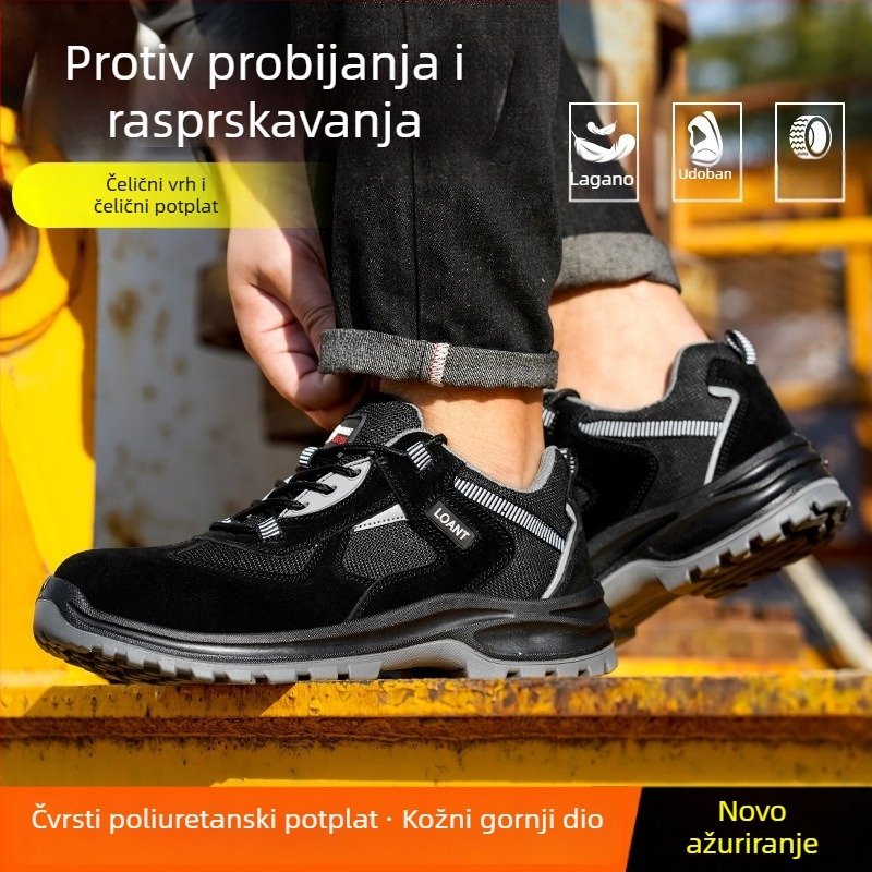 Muške sigurnosne cipele s čeličnom prstu, zaštita od udara i probijanja, antistatične, gumeni potplat, niski kroj