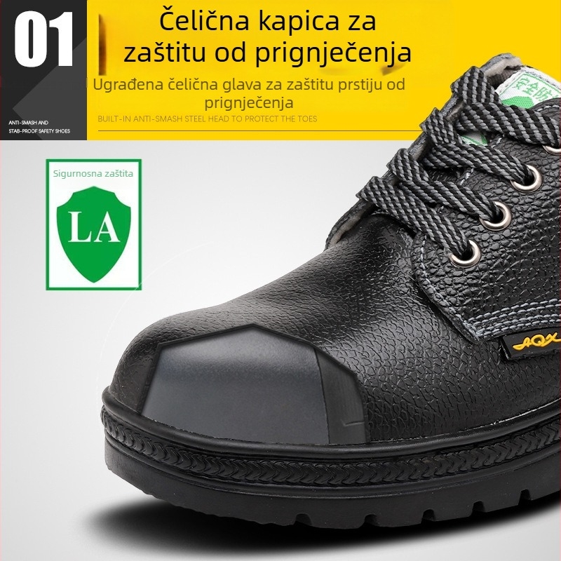 Muške sigurnosne cipele s čeličnim prstom, kožne, otporne na udarce i probijanje, za gradilište, četiri godišnja doba