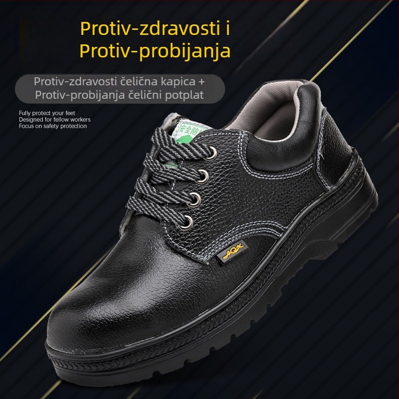 Muške sigurnosne cipele s čeličnim prstom, kožne, otporne na udarce i probijanje, za gradilište, četiri godišnja doba