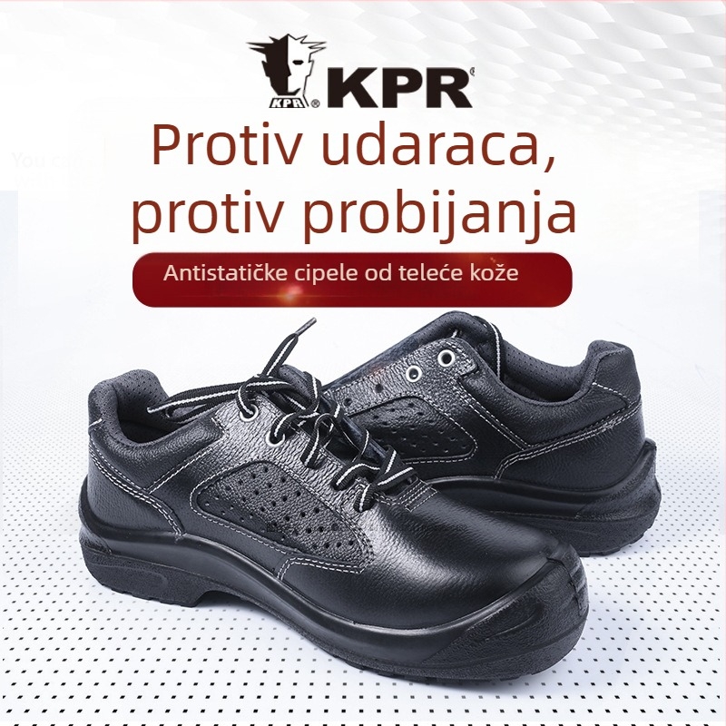 Zunwang KPR Zaštitne radne cipele, otporne na udarce i probijanje, antistatične, prozračne, izdržljive od goveđe kože