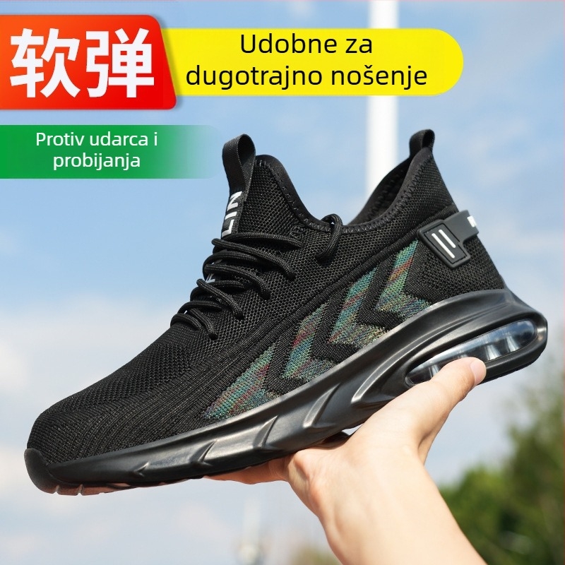 Muške cipele za sigurnost s čeličnom prstom, Fly-Knit materijal — otporne na udarce i prodiranje, otporne na habanje, protuklizne, sve sezone, građevinske cipele