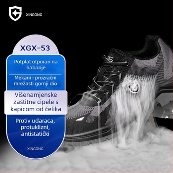 Xinggong Unisex Cipele za Zaštitu na Radu, Čelični Vrh, Otporni na Udarce i Probijanje, Ljetna Prozračna Mreža s Čeličnim Pločicama