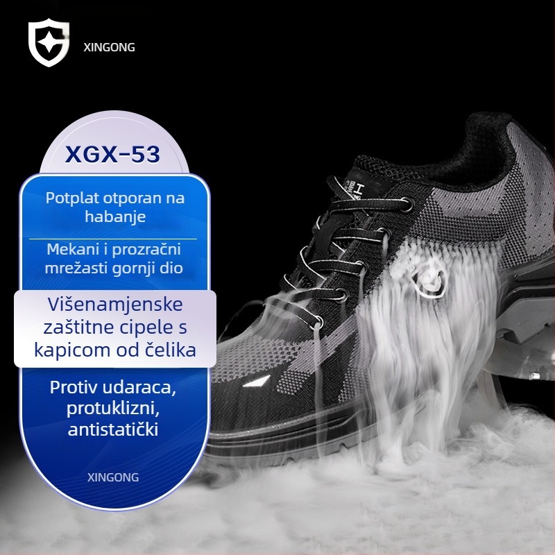 Xinggong Unisex Cipele za Zaštitu na Radu, Čelični Vrh, Otporni na Udarce i Probijanje, Ljetna Prozračna Mreža s Čeličnim Pločicama